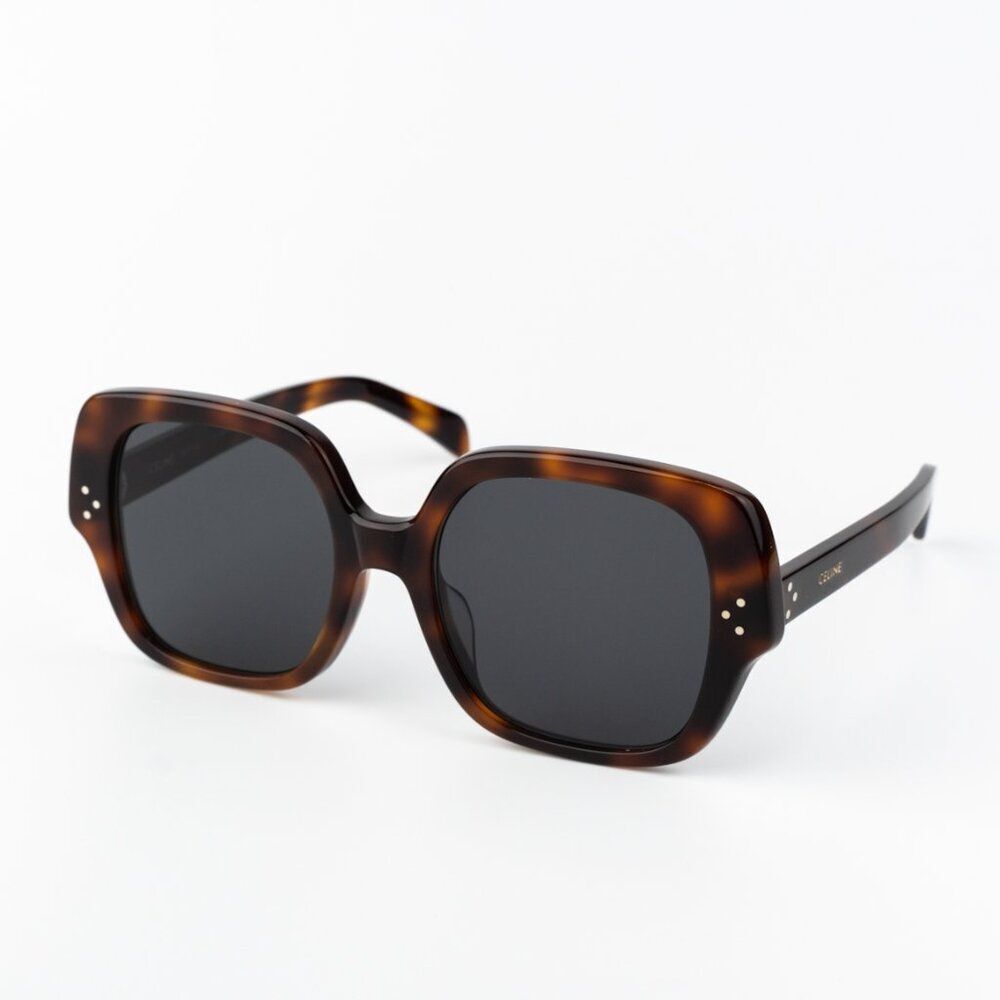 Celine 3 DOTS Women Sunglasses Medium Havana Smoke Grey Geometric CL40241F 53A - Picture 3 of 11